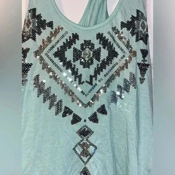 Teal Aztec Razor‎ Back Tank-top Size S B48 - Picture 3 of 5